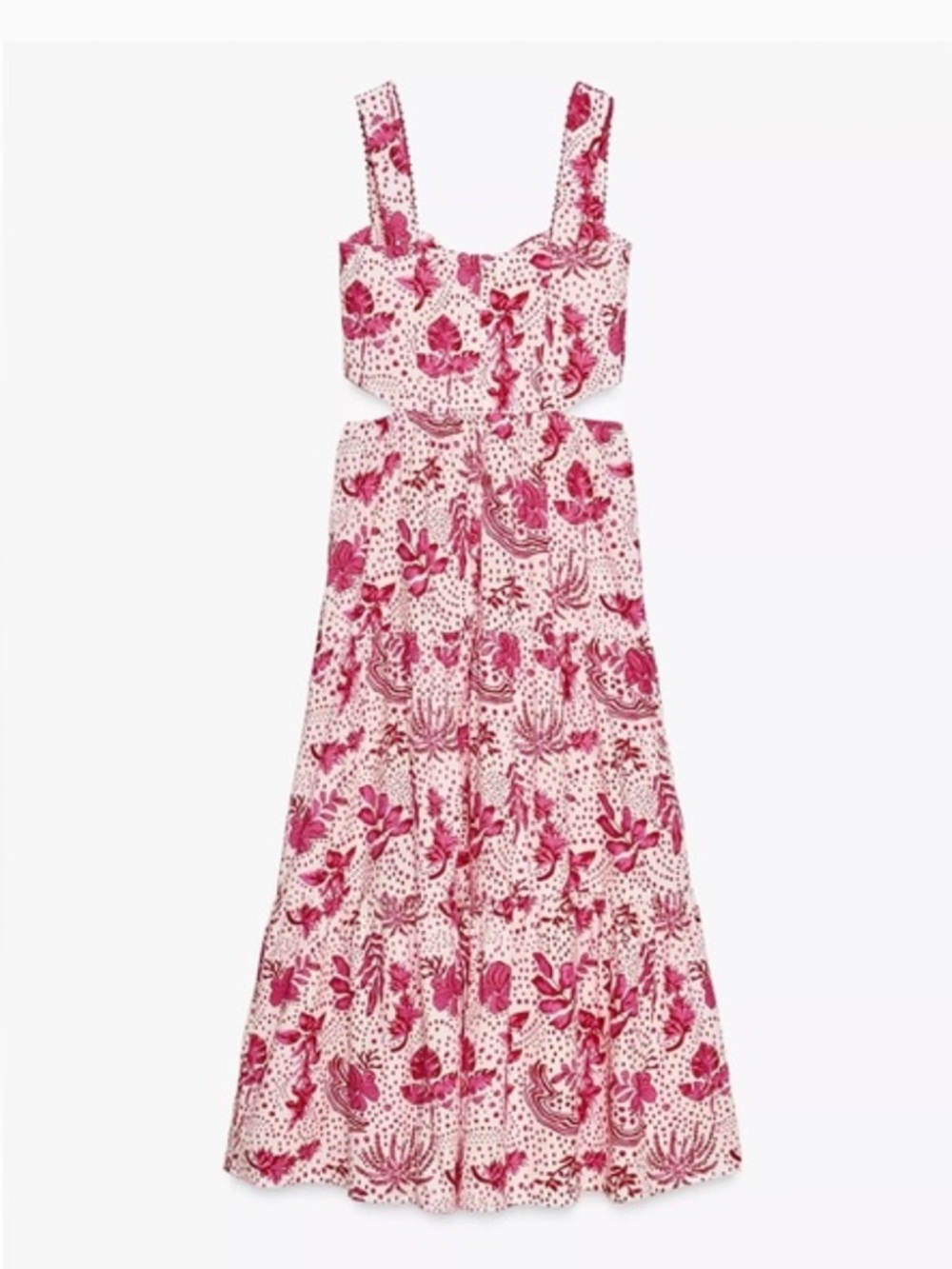 Zara Pink Floral Cutout Maxi Dress